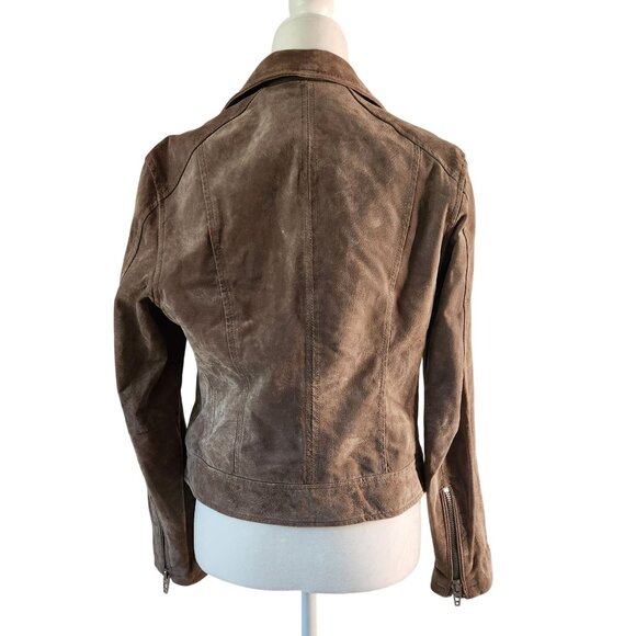 Vintage BLANKNYC Suede Moto Jacket Large Sand Brown Genuine Leather Biker Style - Picture 3 of 6